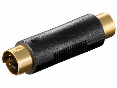 [H11337] S-VHS adapter - 4pol mini-DIN han til RCA hun, Guld