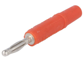 [H10196] Bananstik - 2mm, 60Vdc / 10A, nikkel, Rød