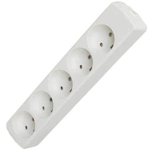 [7828100978] Stikdåse børnesikret 5-vejs m/jord hvid