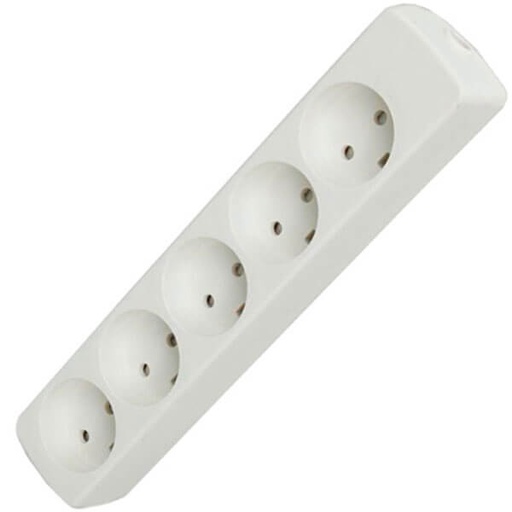 [7828100981] Stikdåse børnesikret 5-vejs u/jord hvid