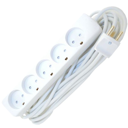 [7828101003] 5 - stikdåse m. jord hvid m. 5m ledning