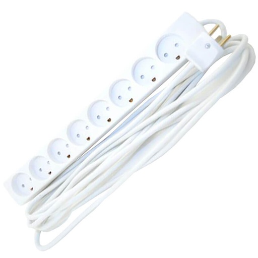 [7828101087] 8 - stikdåse m. jord hvid m. 5m ledning