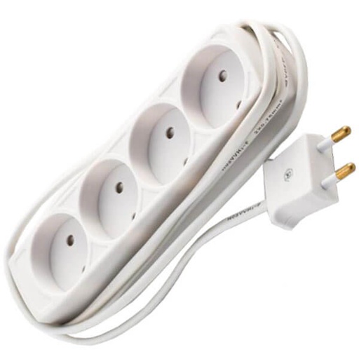 [7828101346] Stikdåse børnesikret 4-vejs 1,5m hvid