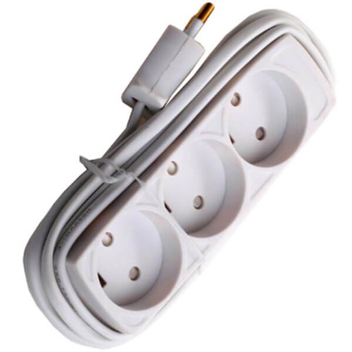 [7828101472] Stikdåse børnesikret 3-vejs 2,5m hvid