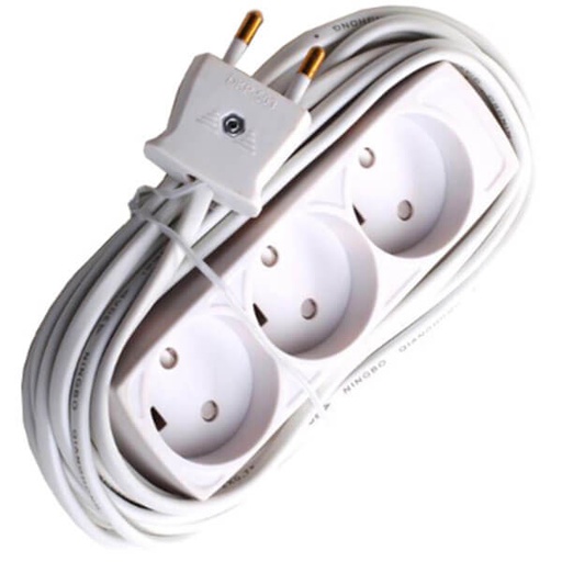 [7828101485] Stikdåse børnesikret 3-vejs 5m hvid