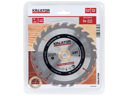 [H63530] Rundsavsklinge, Ø160mm - Til træ, 24 hårdmetal tænder