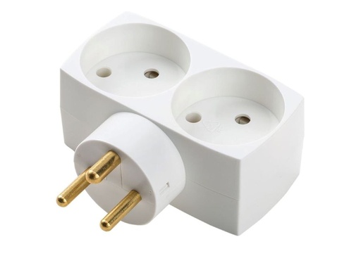 [H29226] Netstikforgrener - Han til 2 x DK hun m. jord, vinkel, Hvid