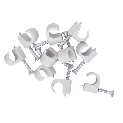 [H62940] Skrueclips, Rund Ø14-18mm, Lysegrå (10 stk.)