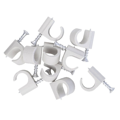 [H62941] Skrueclips, Rund Ø18-22mm, Lysegrå (10 stk.)