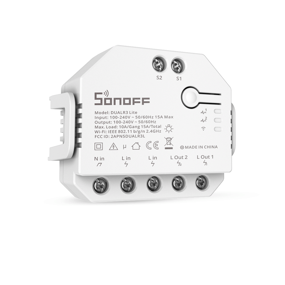 [H23626] DUALR3 Lite 2-kanal Wi-Fi Smart Switch (10A/kan. 15A total)