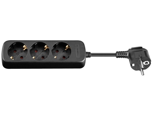 [H45682] Stikdåse - 3 x CEE7/3, Sort (1,5m)