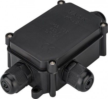 [H50926] IP66 kabelsamledåse - Med 3 x PG9 forskruninger, Sort