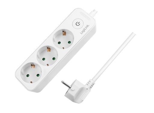 [H56335] Stikdåse - 3 x CEE7/3, IP20, tænd/sluk-knap, Hvid