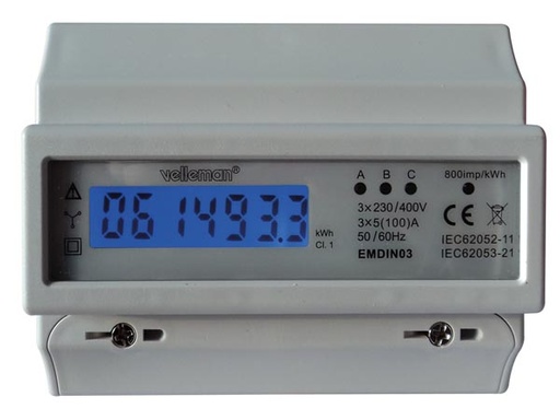 [H42691] Elmåler (bimåler) 3-faset 3 x 230V (100A) digital 7-modul