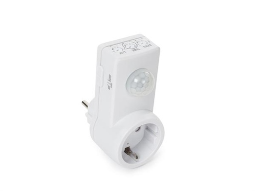 [H54213] PIR bevægelsessensor - 160°, 2-9m, timer, til netstik, Hvid
