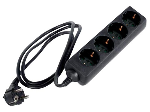 [H48344] Stikdåse - 4 x CEE7/3 hun, Sort (1,5m)