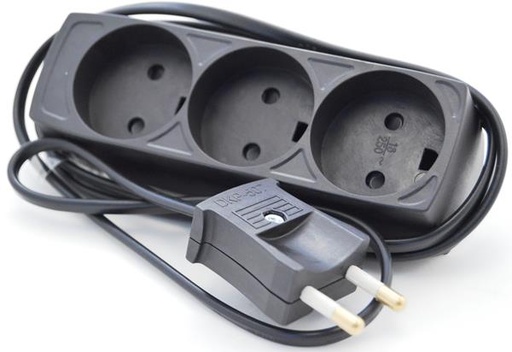 [H30425] Stikdåse - 3 x DK blindjord, Sort (1,5m)