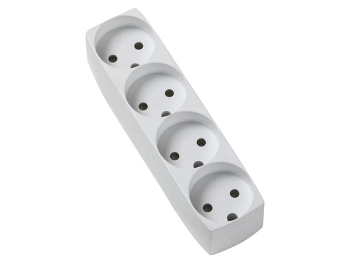 [H31675] 4-stikdåse m/jord grå 250V 10A