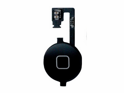 [H37906] Home knap til iPhone 4 - Inkl. flexkabel, Sort