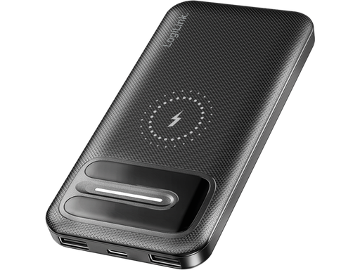 [H64899] Mobil Power Bank, 10.000mAh, trådløs opladning, Sort