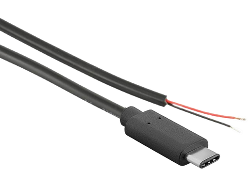 [H63219] USB-C strømkabel m. 2 ledere (rød+/sort-) (1m)