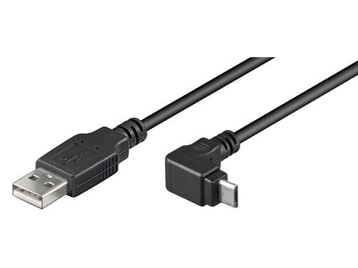 [H45881] USB 2.0 kabel - A han til Micro B han 90°, Sort (1,8m)