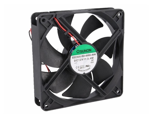 [H61706] DC blæser - 120x120x25mm 12Vdc / 3,4W Kugleleje, 2 ledn.