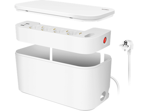 [H63906] Kabelskjuler boks inkl. stikdåse - 285 x 145 x 130mm, Hvid