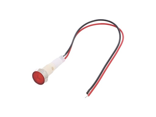 [H59680] LED panel kontrollampe - 230V, Rød (Ø10mm hul)