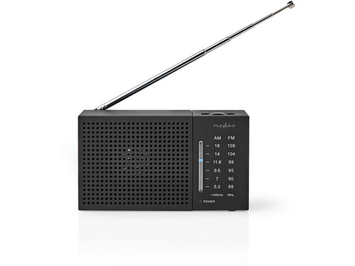 [H64039] Bærbar FM-radio - AM/FM, Batteri, Analog, Sort