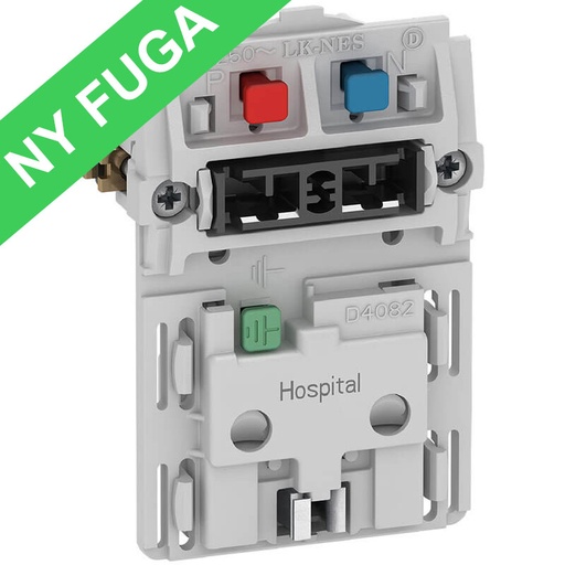 [1017056185] Fuga stikk. hospital 2-pol m/jord med afbryder 1m½