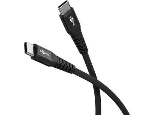 [H64828] USB-C til USB-C Supersoft PD Tekstilkabel, 3A, Sort (1m)