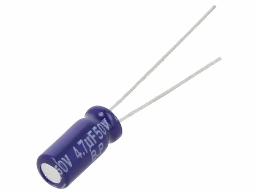 [H62904] Bipolar Elektrolyt Kondensator - 4,7uF 50Vdc Lodret (±20%)