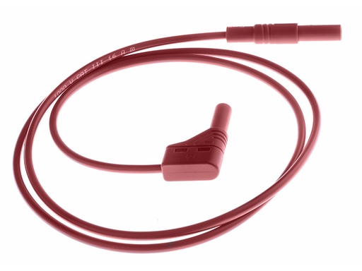 [H64679] Kontaktbeskyttet testledning, 2 x 4mm Banan, 16A, Rød (1m)