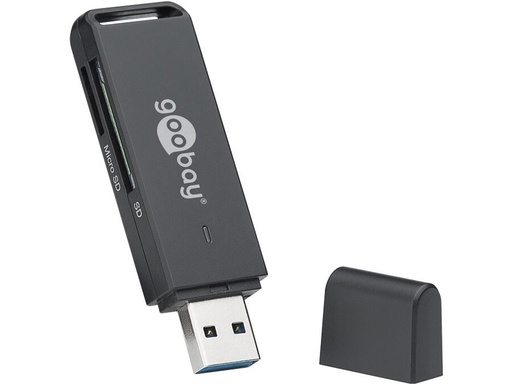 [H64346] USB 3.0 kortlæser - USB-A til SD + microSD, Sort