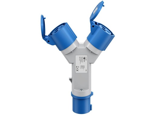 [H64998] CEE adapterkabel - 3P han til 2 x 3P hun