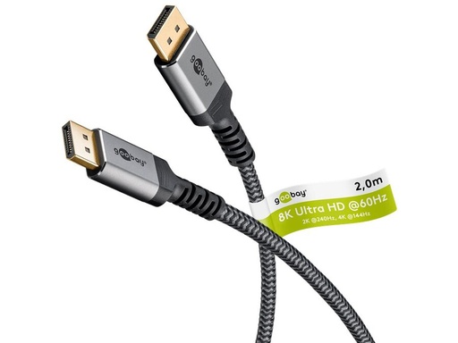 [H63756] DisplayPort 1.4 (8K) tekstilkabel - DP han til DP han (2m)