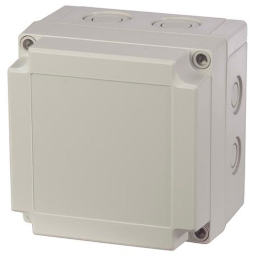 [8212027103] Fibox med gråt låg - 130x130x100 - 4 skruehuller