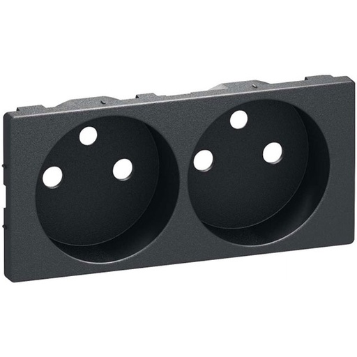 [1017058426] LK Fuga afdækning til 2m stikkontakt med pindjord - koksgrå