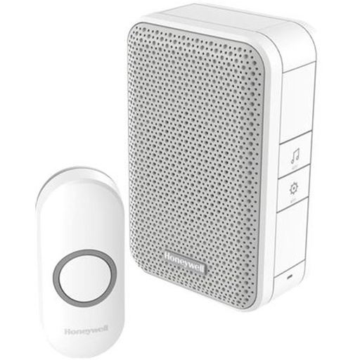 [9590800025] Trådløs ringeklokke m. 4 toner inkl. dørtryk - hvid