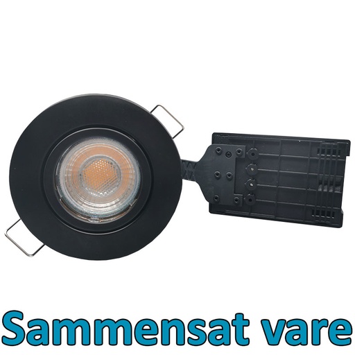 [1230454133] Pro Uni Install m. 6W 3-trins dæmpbar pære 3000K - mat sort