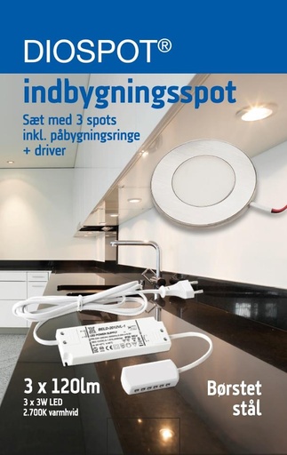 [451837] DIOSPOT indb.spot 3-sæt LED 3W 927 120lm sort