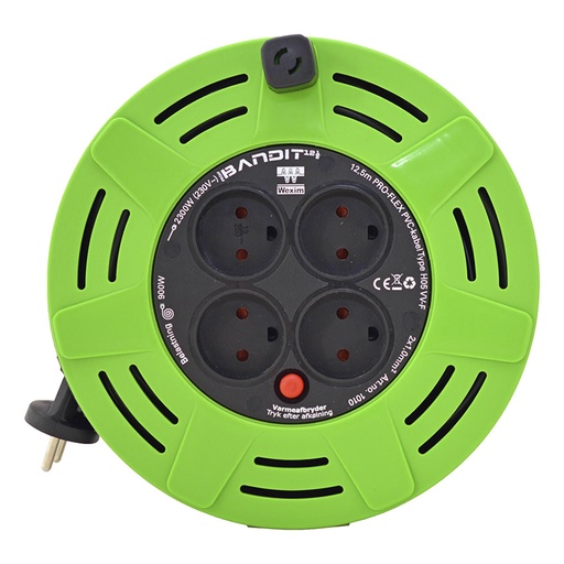 [1010] Kabeltromle Bandit U/J 12,5M 2x1,0 mm² med 4 udtag