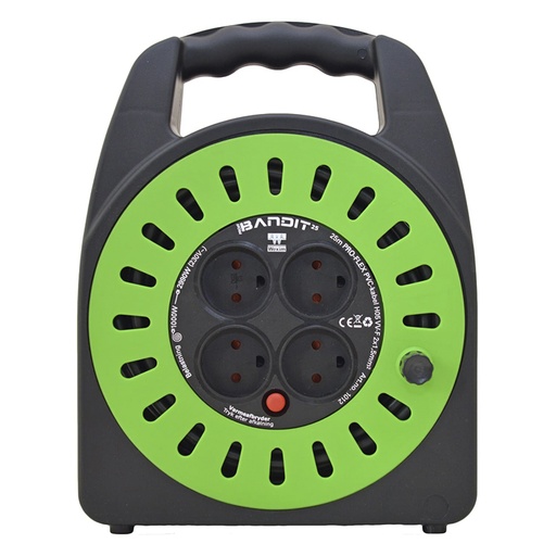 [1012] Kabeltromle bandit U/J 25M 2x1,0 mm² med 4 udtag