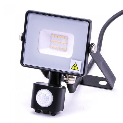 [10436] 10W LED slim projektør m. sensor 3000K sort