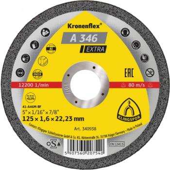 [881350250] Klingspor skæreskive A 346 E, til rust.stål, 125 x 1,6 mm, Lige