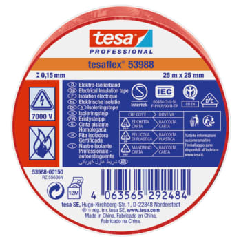 [881520190] tesa isoleringstape 53988, PVC 25 mm x 25 m, rød