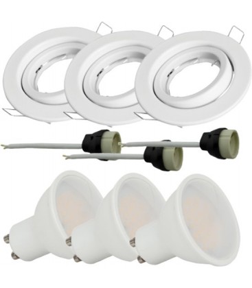 [33338881] 3-pak Indbygningsspot med 5W GU10 pære. hvid