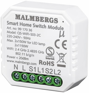 [9917036] WI-FI smart modul on/off 2-Kanal/kroneafbryder 2X1150W/2X150W LED