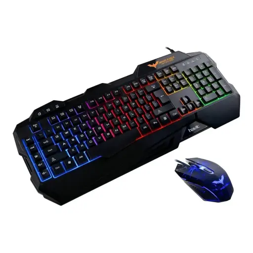 [992607901] Havit HV-KB558CM Tastatur og mus-sæt Membran Regnbue Kabling Nordisk